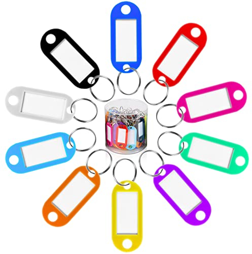 Key Labels, 50 Pièces Porte Cle Etiquette, Porte Clés En Plastique pour Bureau, D'Hôtel, Voyage, Bagagerie (Plusieurs Couleurs)