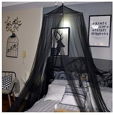 Yurosiay Universal Kuppel Moskitonetz Prinzessin Moskitonetz Dome Moskitonetz Zum Aufhängen Moskitonetz Reisen Einfache Installation Mückennetz Bett für Doppelbett Einzelbett Schwarz