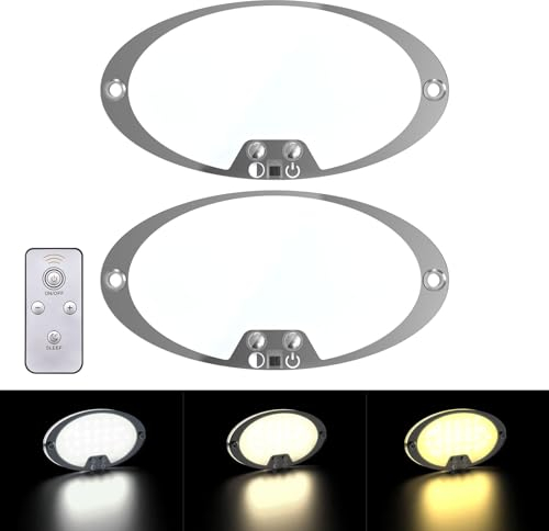 Kriogor 2Pcs Plafoniera LED 12V Camper, Plafoniera LED 12 Volt per Camper 12V Interruttore con 600LM Illuminazione Interna Camper per Rimorchio, Camper, Barca