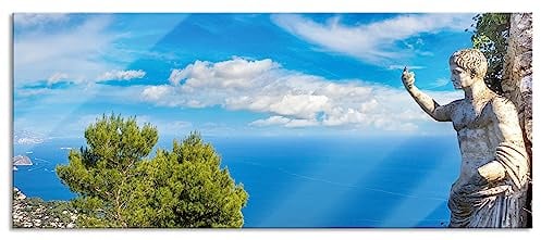 Pixxprint Glasbild Panorama, Wandbild aus Echtglas, Insel Capri in Italien, 100x40 cm, inkl. Aufhängung und Abstandshalter