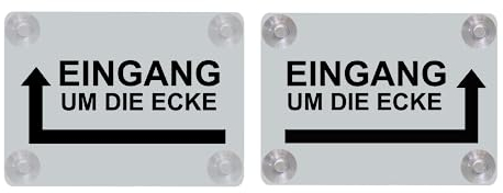 Hinweis Schild Saugnapfschild Eingang um die Ecke Gravur Kunststoff 200x150mm Silber