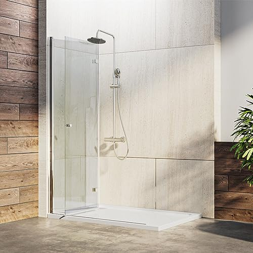 IMPTS Walk In Dusche Duschwand 70x185cm Faltbar Duschtür Duschtrennwand für Duschwanne klappbar Pendeltür aus 6mm klar ESG Glas