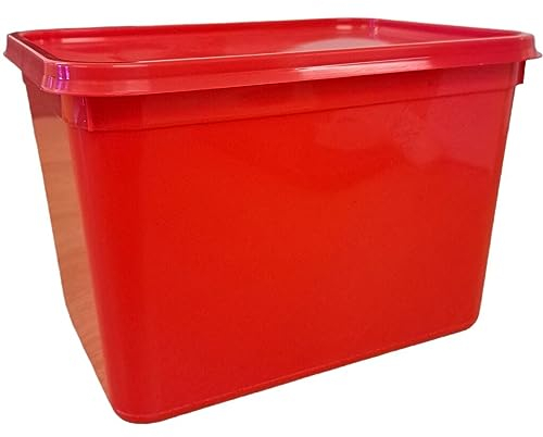We Can Source It Ltd - Red Ice Cream Containers 4L with Lids Plastic Food Storage Box with Durable Design – Ideal for Kitchen Use, Desserts and Bulk Food – Stackable and Easy to Clean - Pack of 10