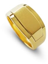 Herrenring Siegelring Silber massiv poliert eckig aus 925 Sterling Silber Echtgold vergoldet handgemacht minimalistisch modern | Männerschmuck aus Deutschland mit Geschenkbox (Gold, 54)