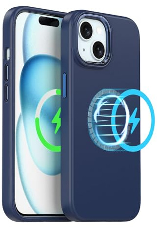 TECHGEAR iPhone 15 Plus Magnetic Silicone Case, Premium Liquid Silicone Anti-Scratch Compatible with MagSafe Soft Gel Rubber, Microfibre Lining Shockproof Phone Case For iPhone 15 Plus 6.7 - Blue