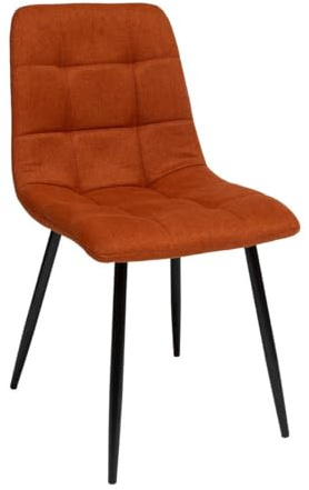 Atmosphera – Sirac Amber Stuhl, gesteppter Stoff, Schwarze Metallbeine, B 55 x T 44 x H 84 cm – Für Esszimmer, Wohnzimmer, Büro