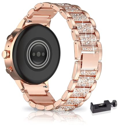 LXURY Bling Metall Armbänder kompatibel mit Fossil Riley Quartz Armband, 18MM Funkelnd Diamant Metall Ersatz Armband (Rosengold)