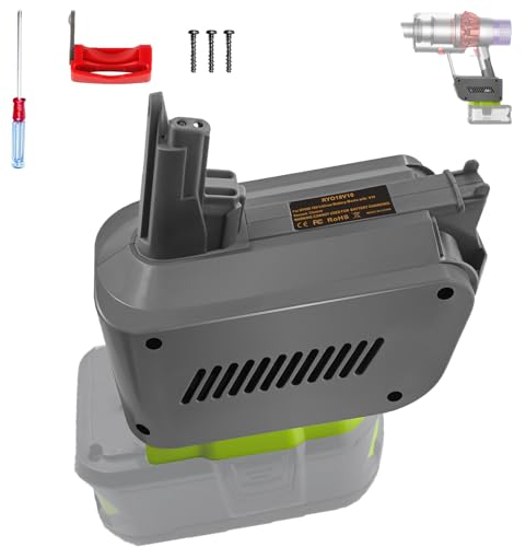 JJXNDO V10 Adapter for Ryobi 18V Li-ion Battery Convert to for Dyson V10 Battery&Work for Dyson Cyclone V10 Animal Absolute Fluffy SV12 Vacuum Cleaner w/Trigger Lock &Screwdriver(NOT for V10 Slim)