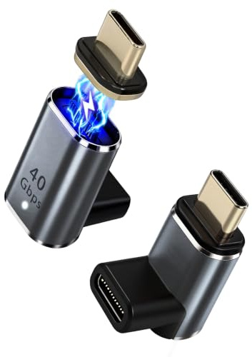 IVIVTOR USB C Magnet Adapter - 2 Stück 100W USB-C Magnetisch Adapter Stereoskopisch - 40 Gbps Typ c Magnetic Stecker 24 Pin für Laptop Tablet Handy