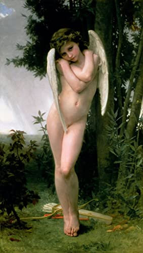 WACTWJNA Klassisches Ölgemälde Moderne Kunst Poster Wandkunst Bilderdruck Liebe und Psyche Amor und Psyche von William Adolphe Bouguereau Wand-Kunst Bild für Wohnkultur 60x90cm