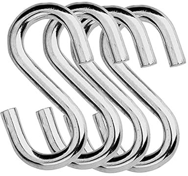 2 Pack Heavy Duty S Hooks for Hanging Hammock Stand Swing Plants, Loads up to 550 lbs, 3.3 Inch Long 0.31 Inch Thick Strong Galvanized Utility Hooks,Swing S Hooks, Industrial Grade Quality ooks (2)