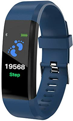 Orologio intelligente Fitness Tracker con frequenza cardiaca Bracciale pressione sanguigna Braccialetto Bluetooth Smart Band per la forma per bit Orologio intelligente per donne uomini (BLUE)