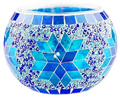 Mosaik Glas Kerzenhalter Teelicht Kerzenständer für Hochzeit Blau