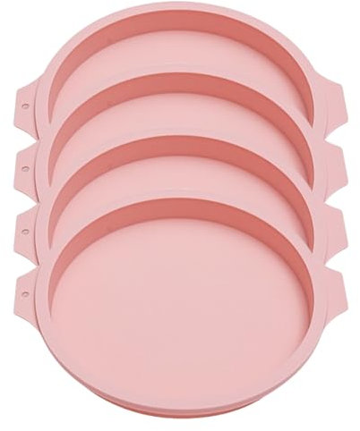 YILANJIN Lot de 4 moules à gâteau en silicone, 20 cm, ronds, antiadhésifs, réutilisables, pour gâteaux étagés, brownie, gâteau arc-en-ciel (rose)