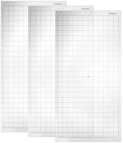 QWORK® 3 Stück 12x24 Zoll große Schneidematte, klebrige flexible gitterförmige Schneidematten, zum Basteln und Nähen