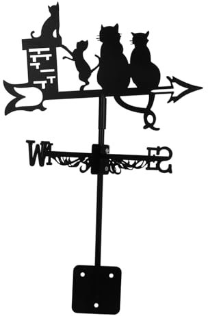 BESPORTBLE Wetterfahne Katzen Schmiedeeisen Wetterhahn Für Dach Und Garten Tierische Windrichtungsanzeige Outdoor Katzen Skulptur Als Dekoratives Element Für Hof Und Terrasse Schwarzes