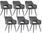 CLIPOP Esszimmerstühle, 6er Set, Polsterstühle mit Armlehnen, Metallbeine, Samtbezug, Samt Dunkelgrau, bis 150 kg belastbar, für Arbeitszimmer, Wohnzimmer, Schlafzimmer (6er, Samt Dunkelgrau)