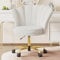Aivermeil Schminkstuhl•Samt Stuhl•Homeoffice, 360° Swivel Height-Adjustable Bürostuhl mit Blütenblatt-Rückenlehne Drehstuhl mit Gold Metallbeinen Bis 120 KG Beige