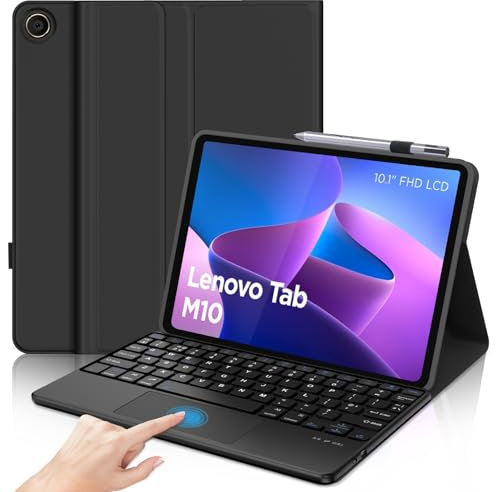 SENGBIRCH Keyboard Case for Lenovo Tab M10 3rd Gen 10.1 - UK Layout Wireless Bluetooth Detachable Touchpad Keyboard, Case for Lenovo Tab M10 3rd Gen 10.1 inch, Black