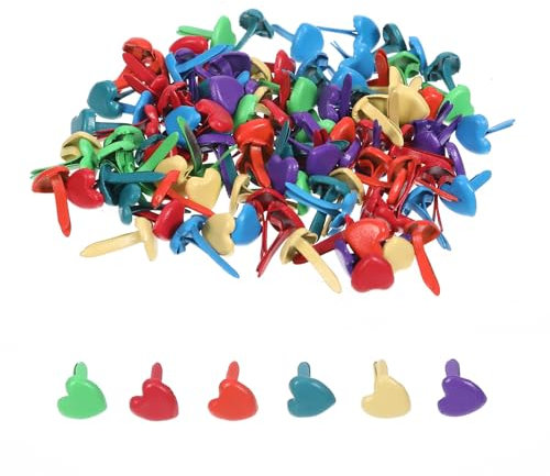 200Stk Bunte Herzkopfklammern, Mini Metall Musterklammern, Musterbeutelklammern für Schule Büro Papier Briefklammern Basteln Handwerk DIY, Wiederverwendbar und Leicht