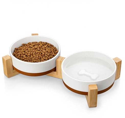 MALACASA Gamelles pour chien en céramique avec support antidérapant pour chien et chat, bols à nourriture et à eau (S-1,5 tasses)