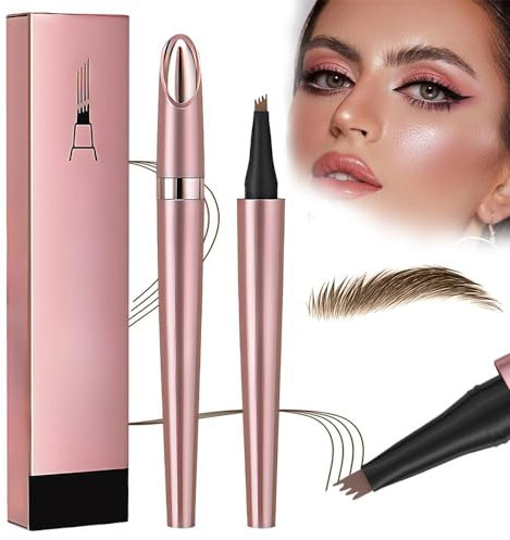 2025 Neuer Magischer Augenbrauenstift, Wasserfester 3D Microblading Augenbrauenstift Präziser für Natürliche Augenbrauen mit 4 Spitzen (Hellbraun)