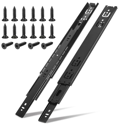2PC 18IN Soft Close Drawer Runners Drawer Slides 450mm Heavy Duty Draw Sliders Silent Bedroom Cabinet Replacement Black Draw Runners Side Mount