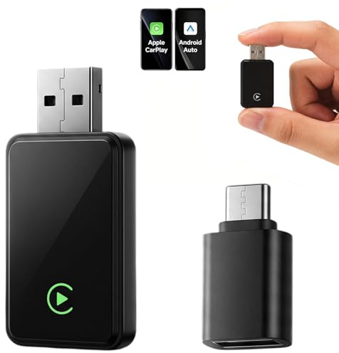 Wireless CarPlay Adapter for iPhone Android Auto,2in1 Convert Wired to Wireless Car Play Dongle,5GHz WiFi Auto Connect,Low Latency,USB A&C Compatible with iOS & Android & Factory Cars from 2016