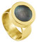 Quiges Glänzend Gold Edelstahl Ring 12mm Mini Coin Halter Wechselring und Austauschbare Graue Muschel Coin in der Größe 18mm