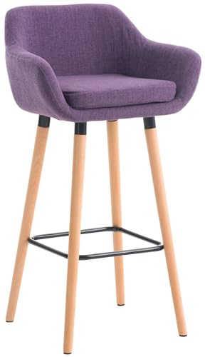CLP Barhocker Grant I Thekenhocker Mit Stoff-Bezug I Gestell Aus Buchenholz, Farbe:lila