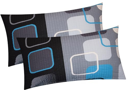 Seersucker Kissenbezug - 2er Set in 40x80cm - Modern Punkte - Kopfkissen-Bezug, Kissenhülle, Doppelpack - 100% Baumwolle (396/3-Dunkel)