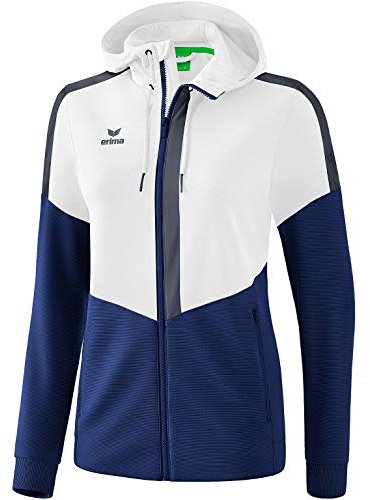 Erima Damen Squad Trainings Jacke, Weiß/New Navy/Slate Grey, 40
