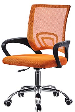TUKAILAI Bürostuhl Ergonomisch, Schreibtischstuhl aus Netzstoff, Chefsessel mit Lendenwirbelstütze, Armlehne, Höhenverstellbar, 360° Drehbar, Computerstuhl Arbeitsstuhl für Zuhause Büro, Orange