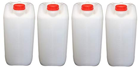 Induna Heavy Duty 25l Water Container X4 / Jerry Can Anti Glug Natural Single Plastic Water Tank/Carrier For Camping With Eco Vent Design & Bpa Free Food Grade Materials 25 Litres