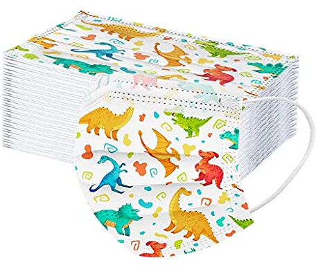 Lulupi 50 Stück Kinder Mundschutz Mundschutzmaske Einweg Mund und Nasenschutz Multifunktionstuch 3D Cartoon Druck Maske Tücher Einmal Mund-Nasen Bedeckung MNS Tiermotiv Halstuch Schals Jungen Mädchen