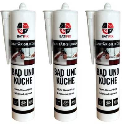 Sanitär Silikon Universal | weiß transparent | 280 ml schimmelresistent UV- und witterungsbeständiger Qualitäts-Dichtstoff | Sanitärsilicon Dusche und Bad (3, weiss)