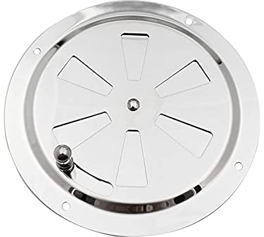 Chapa de rejilla de ventilación Chapa de ventilación rejilla de ventilación Roseta de acero inoxidable, redonda, con cierre, para ahumadores barcos campistas casas - Plata(diámetro de 125 mm)