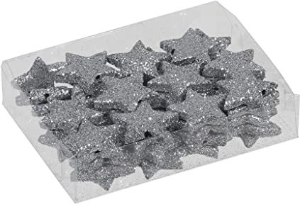 MIJOMA Streudeko 3D-Glitzersterne Glitzer-Sterne Streusterne Tischdekoration, Elegante und Moderne Dekoration für Weihnachten, Geburtstag, Hochzeit, Silvester (Größe: 2.5 cm - 48 Stück, Silber)