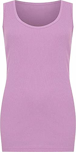 DigitalSpot Womens Ribbed Vest Top Ladies Sleeveless Scoop Neck Top Plus Sizes 14-28 Lilac UK 16