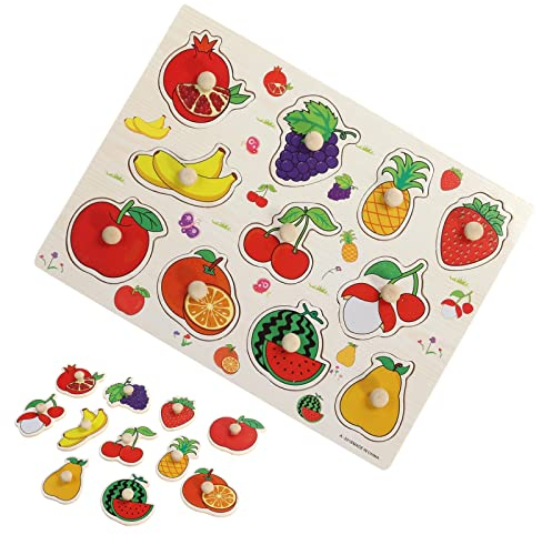 Holz Puzzle,Steckpuzzle Obst Spielzeug Puzzle,Früchte Pädagogisches Puzzle,Lernspielzeug Geschenk Für Kinder Baby Mädchen Junge