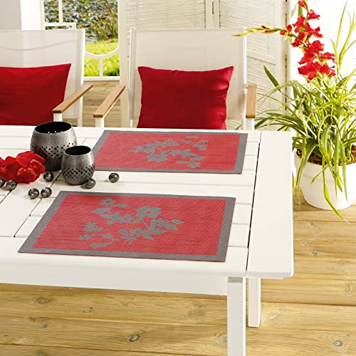 EMHELLE Tischset Tischläufer Platzset Tischband Tischdecke Tischdeko Tischrolle Gartentischdecke Außen und Innenbereich Rutschhemmende Oberfläche 30 x 45 cm, 2 er Set (Rot)