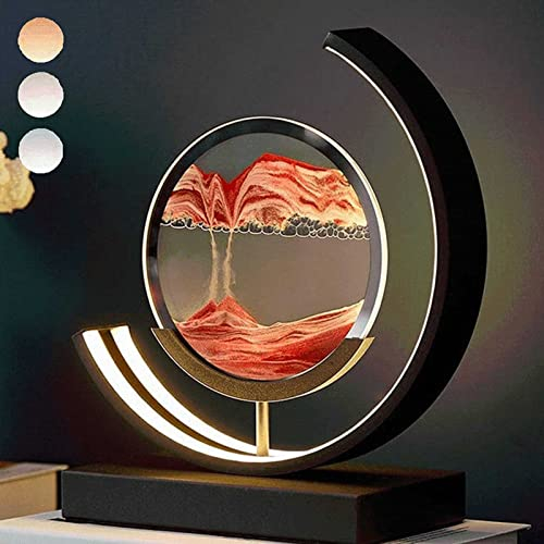 Cadre Sable Mouvant 3D avec Lumières LED, Peinture De Sable Qui Coule 3D Sablier De Cadre De Sable en Verre,Cadeau de Vacances Créatifs