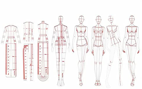 Yoiimiya Mode Illustration Lineale Skizzieren Vorlagen Lineal NäHen Humanoide Muster Design Kleidung Messen, Kombination
