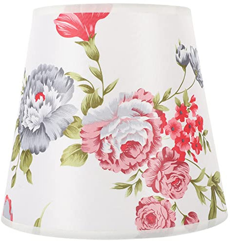 OSALADI Floral Lampenschirm Aus Stoff Dekorativer Lampenschirm Für Tischlampen Blumenmuster Geeignet Für Wohnzimmer Schlafzimmer Esszimmer Und Büro Fassung