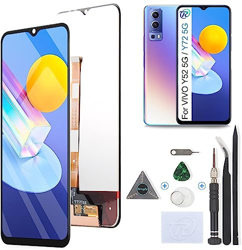 RongZy Schermo LCD per Vivo Y52 5G 2021 V2053 /Vivo Y72 5G 2021 V2041 Sostituzione Display Digitizer Assembly Vetro di Ricambio Touch Screen con Strumenti(6.58,Nero)