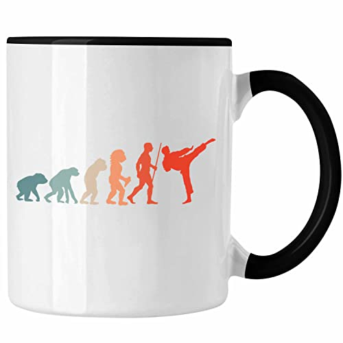 Trendation - Karate-Tasse Geschenk Kampfsport-Fans Jiu Jitsu Geschenkidee Evolution (Schwarz)