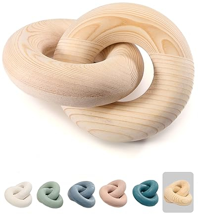 baqor Wooden Knot Decor Natural Wood Chain Link -Table Shelf Decorative Object for Celtic Boho Modern Decorations, for Coffee Table Bookshelf Room Office Home Farmhouse Décor Sculpture