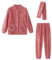 Jamron Donna Uomo Coppie Pigiama Invernale in Pile Corallo Set Pigiama 3 Pezzi con Sciarpa Morbido Caldo Loungewear Abbigliamento da Notte Fucsia L