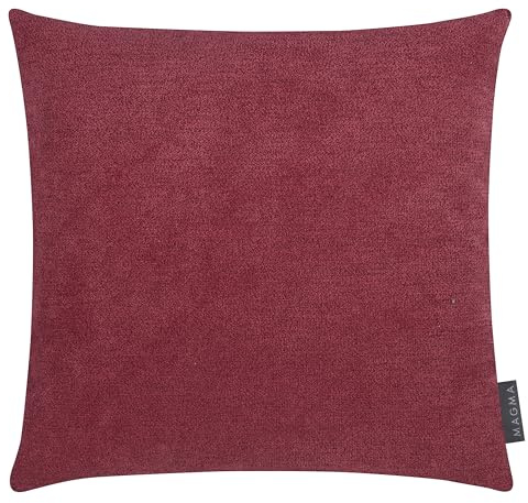 MAGMA Alfa Kissenbezug 40x40 cm - weinrot,- samtig weich kuscheliger Velour Look, rechteckiger Kissenbezug, für Wohnzimmer, Schlafzimmer, Büro und Gästezimmer Waschbar