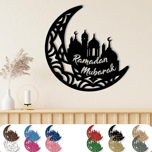XXL Ramadan Deko Wandtattoo aus Holz – Dekoratives Wandschild für Wohnzimmer & Schlafzimmer, Geschenk für Familie, Einzug, Richtfest – 12 Farben